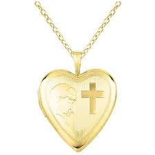 Silver And 14k Gold Communion Cross Heart Shaped Locket Necklace Heart Shaped Locket Necklace Cross Necklace Silver Gold Heart Locket