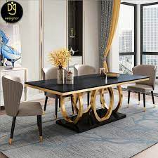 So, before you get out that delicious lasagna recipe, it's probably worth assessing whether your dining area is set up to accommodate all guests, whether you're flying solo or entertaining a full squad. Dg Modern Designs Dining Room Furniture Tables And With 6 Chairs Set Luxury Extendable Gold Ceramic Marble Top Dining Table Sets Buy Dining Table Sets Neolith Marble Dining Room Tables Sets And
