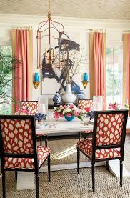 In the dining room of antiques dealer furlow gatewood's rural georgia home, a soft palette of white and grey allows his collection and blue and white porcelain to shire. Eddieross Red Coral And White Dining Room With Blue And White Chinoiserie Porcelains Laurel Home