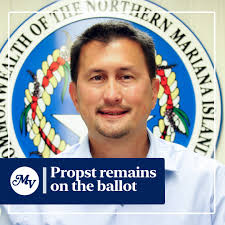 REPRESENTATIVE Edwin Propst, who has resigned and whose last day in office  is today, Oct. 1, has not withdrawn his candidacy from the Nov. 3  elections, according to Julita Villagomez, Commonwealth Election