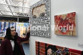 39487288-The King s School art and technology exhibition. Anona Sullivan  with her art