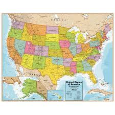 United States Map Wall Chart With Interactive App Popar Round World Products