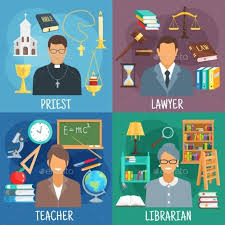 Teacher Lawyer Librarian And Priest Symbols Teacher Librarian Librarian Teacher