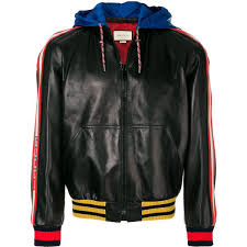 Gucci Gucci Stripe Leather Bomber Jacket 3 950 Liked On Polyvore Featuring Men S Fashi Mens Leather Bomber Jacket Leather Flight Jacket Leather Jacket Men