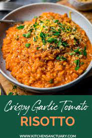 Creamy Tomato Risotto With Crispy Garlic Crumbs Risotto Recipes Easy Risotto Recipes Healthy Risotto Recipes