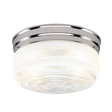 Westinghouse 2 Light Ceiling Fixture Chrome Interior Flush Mount With White And Clear Glass 6624100 The Home Depot