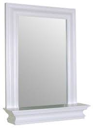 Rectangular mirrors in all sizes and styles at everyday low prices to make a statement on any wall in your home. Framed Bathroom Mirror Rectangular Shape With Bottom Shelf In White Wood Finish Traditional Bathroom Mirrors By Hilton Furnitures Houzz