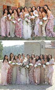 Bridesmaids In Floral Maxi Dresses Filipino Actress Isabelle Daza S Destination Nupti Floral Bridesmaid Dresses Floral Bridesmaid Wedding Bridesmaid Dresses
