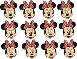 12 Edible Red Bow Minnie Mouse Faces Girls Uncut Icing Cake Cupcake To Decoracion De Fiestas Infantiles Minnie Animalitos En Porcelana Fria