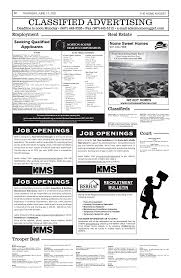 CLASSIFIED ADVERTISING Job openings Job openings Job openings
