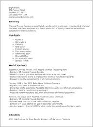 chemical process operator resume