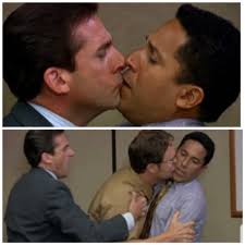 Lige siden jeg fandt ud af, at Steve improviserede kysset med Oscar, har  jeg været imponeret over, at Rainn bare rejste sig instinktivt for at kysse  Oscar, fordi Dwight ville have gjort