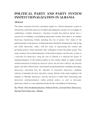 What is political party system. Pdf Political Party And Party System Institutionalization In Albania