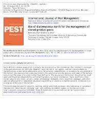 Impact:international journal of business information systems and technology (impact:ijbist). Pdf Use Of Diatomaceous Earth For The Management Of Stored Product Pests
