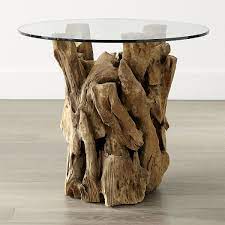 Driftwood coffee tables and dining tables for the home. Driftwood End Table With Round Glass Top Villas In 2019 Driftwood Table Driftwood Coffee Table Round Side Table