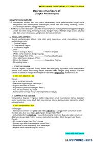 50 contoh kalimat positive degree. Lk Comparative Degree Tingkat Perbandingan Worksheet