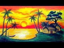 Drawing a scenery of sunset over the sea step by how to draw simple scenery for beginners | drawing sunset scenery. Pin On Step By Step