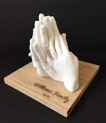 Family Hand Cast Displayed On A Personalised Solid Oak Base Families Hands Casting Kit Hand Molding