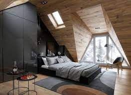 Arredare Sottotetto Camera Da Letto Con Di Colore Nero Pareti Di Legno Idee Di Interior Design Design Appartamenti Idee Per Decorare La Casa