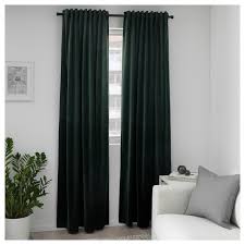 Ikea Sanela Room Darkening Curtains 1 Pair Living Room Decor Curtains Green Curtains Dark Green Rooms