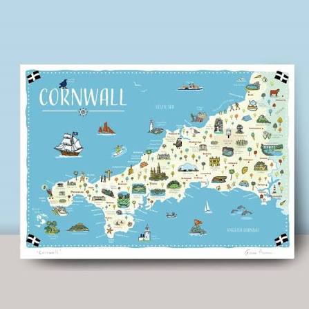 Map of Cornwall - Art Print | Fiona Horan