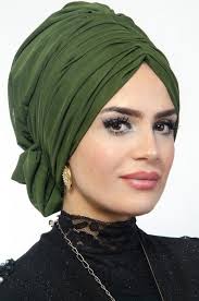 Aise Tesettur Haki Hazir Turban Bone 1 Turbanlar Kostum Fikirleri Esarp