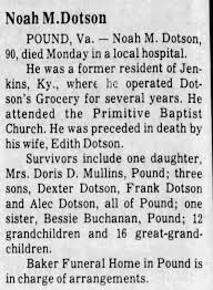 Obituary for Noah M MDotson