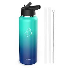 Buzio Double Wall Stainless Steel Sports Water Bottle Bpa Free Flex Cap And Straw Lid 40 Ounces Pacific Dream All4hiking Com Water Bottle Bottle Insulated Bottle