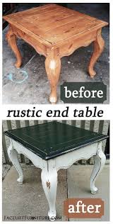 Rustic French End Table In Black White Before After Find More Painted Glazed Distressed Ins Rustic End Tables Painted Furniture Refinishing Furniture