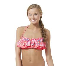Bongo Juniors Bandeau Flounce Swim Top Floral Print