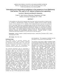 Pdf Calculating And Interpreting Multipliers In The Presence Of Non Stationary Time Series The Case Of U S Federal Infrastructure Spending