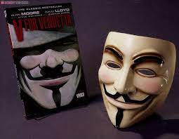 The mask is a stylized depiction of guy fawkes himself. V For Vendetta Comic Book V Mask Set Book Item Picture2