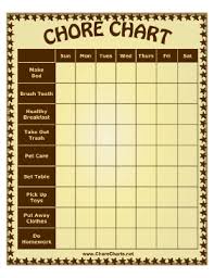 Printable Chore Chart With Nine Chores