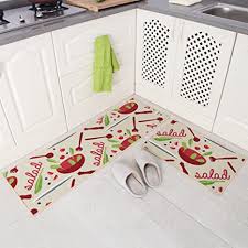 Our kitchen & table linens category offers a great selection of kitchen rugs and more. Amazon Com Carvapet 2 Pieces Kitchen Rug Set Non Slip Rubber Backing Kitchen Rugs Washable Salad Design Kitchen Decoration Floor Mats Beige 15 X47 15 X23 Kitchen Dining