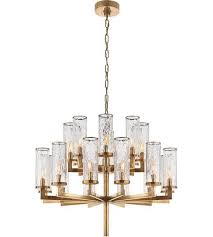 Kelly Wearstler Liaison 20 Light 34 Inch Antique Burnished Brass Chandelier Ceiling Light Kelly Wearstler Double Tier Crackle Glass Visual Comfort Lighting Lighting Collections Visual Comfort