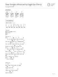 It is the album's opening track and gained substantial radio success, reaching number three in ireland, number five in the united states, number six in the united kingdom, and number two in cherry's native sweden. Save Tonight Official By Eagle Eye Cherrytabs At Ultimate Guitar Pdf Pdf Song Structure Rock Songs