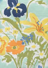 Flowers Ii Aqua Orange Yellow Green 8310 03 2400 Jpg 2400 3400 Pixels Fabric Wallpaper Black Bird Kitchen Towels