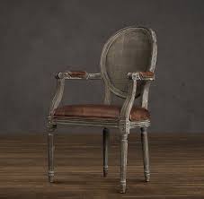 Vintage French Cane Back Round Leather Armchair Fauteuil Cuir Chaises D Epoque Decoration Maison