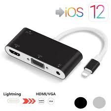 For Hd Tv Monitor Projector 1080p Support Ios 12 And Before White Lighting To Hdmi Adapter Lighting Digital Av Adapter With Phone Charging Port Compatible With Phone Pod Touch Pad Dvi Hdmi Adapters