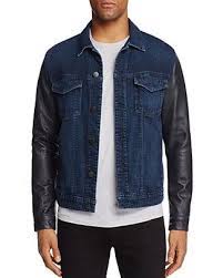 J Brand Scorpius Leather Sleeve Denim Jacket Men Bloomingdale S Denim Jacket Leather Sleeve Jackets