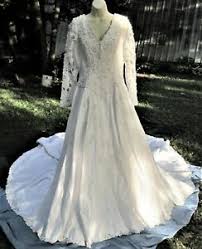 1882 wedding bustle gown of ivory satin with pearls and silk confetti fringe! Zipper Satin Long Sleeve Wedding Dresses For Sale Ebay