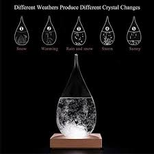 Weather Predicting Storm Glass Set Elegant Weather Tear Drop Shaped Storm Glass Bottle With Wooden Base Perfect Home And Office Decoration Unique