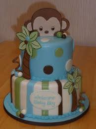 Perfect For A Baby Boy Shower Baby Shower Cakes Shower Cakes Monkey Baby Shower