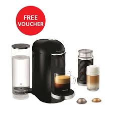Each vertuo coffee machine includes a welcome kit, which includes a set of 12 nespresso vertuo coffee capsules, offering an introduction to the various size and flavor options. Nespresso Vertuoline Coffee Espresso Maker With Aeroccino Plus Milk Frother Black Free Voucher Xcite Alghanim Electronics Best Online Shopping Experience In Kuwait