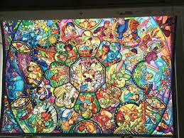 Popular designs by thomas kinkade studios are printed with fade resistant inks directly on glass, framed and ready to hang with provided chain. Jigsaw Disney Stained Art Jigsaw Puzzle1000p All Stars Stained Glass Ds 1000 764 Woodland Resort Com