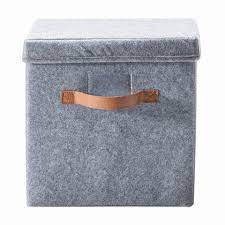 Each round storage bag is freestanding with a flat base; Felt Storage Box With Lid Felted Storage Storage Boxes With Lids Wardrobe Storage Boxes