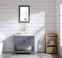 Tocador de baño de 30 pulgadas con fregadero, mueble moderno con parte  superior de madera con patrón de mármol, puerta y estante abierto y  cajones, ...