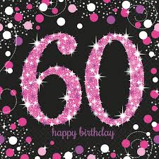 Animierte geburtstagsgrusse zum 60 elegant spruche zum 60. 16 Servietten Glitzerndes Pink Und Schwarz 60 Geburtstag Kids Party World