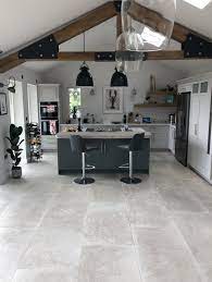 Porcelain Flooring Geneva Terzettostone Open Plan Living Room Open Plan Kitchen Living Room Contemporary Tile Floor