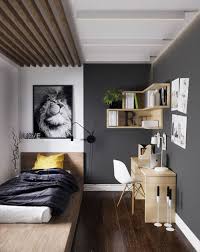 Du style le plus dépouillé au plus rustique, en passant par l'ambiance scandinave ou rétro. Chambre 9m2 Amenagement Studio 20m2 Murs Gris Plafond Blanc Poutres En Bois Grande Photographie De Li Idee Chambre Amenagement Chambre Chambre Minimaliste